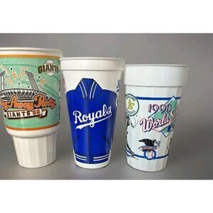 (3) 1990s MLB Baseball Cups Giants Royals World Series Reds & A’s Baseball